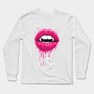 Vampire lips on white Long Sleeve T-Shirt